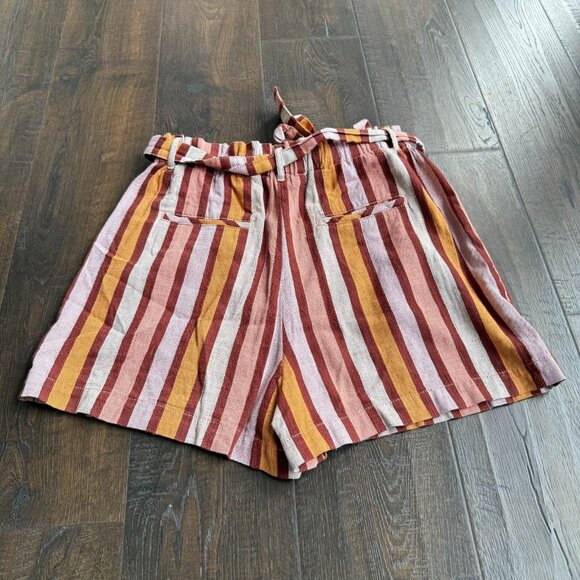 Anthropologie Women's Belted Striped Paperbag Waist Shorts Multi Size Small - Picture 4 of 11